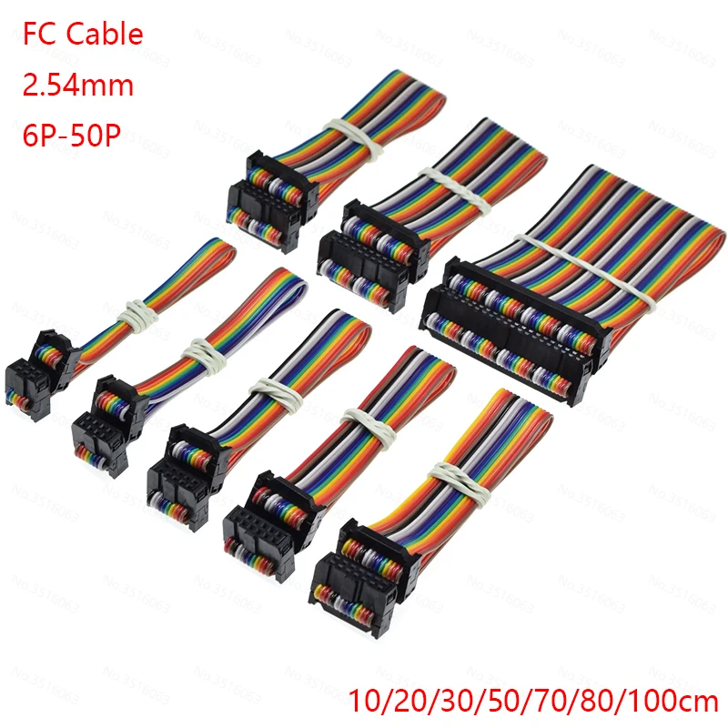 Fc สี 2.54 6/8/10/16/20/26/40/50 Pin แบนริบบิ้น Jtag Isp ดาวน์โหลดข้อมูลสาย Dc3 Idc กล่องหัวคอมพิวเตอร์สายเชื่อมต่อ 1