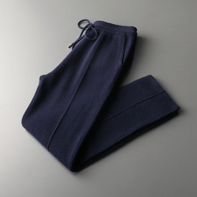 men casual pants Autumn and winter new cashmere wool pencil pants loose Joker wool knitted casual long men's pencil pants.