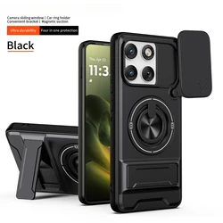Heavy Duty Dual Layer Phone Case with Lens Cover Protection for Motorola Edge 70 Pro (Black)