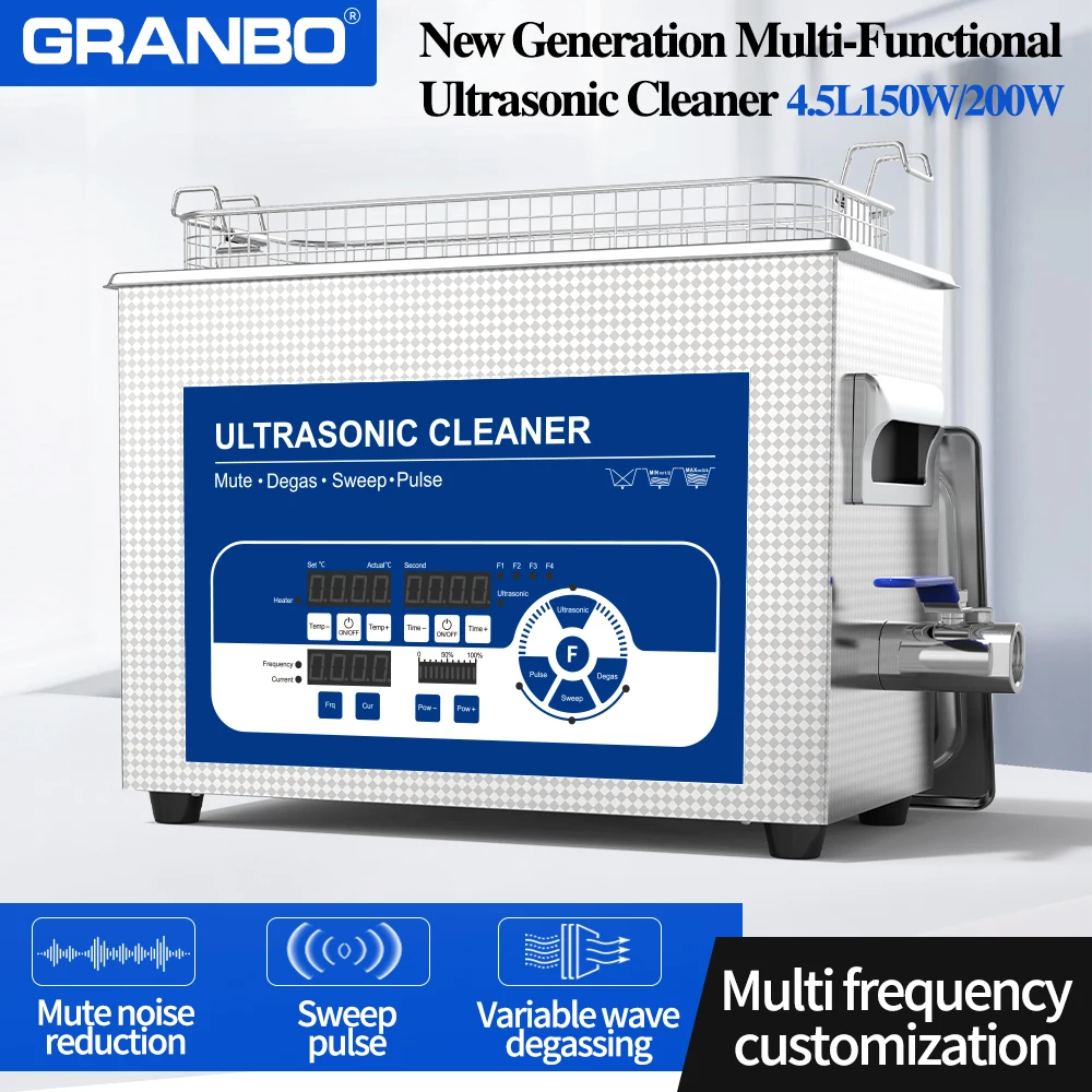 

Granbo 4.5L Benchtop Ultrasonic Cleaner New Generation Sweep Pulse Mute Laboratory Chemical Instruments Ultrasound Washer