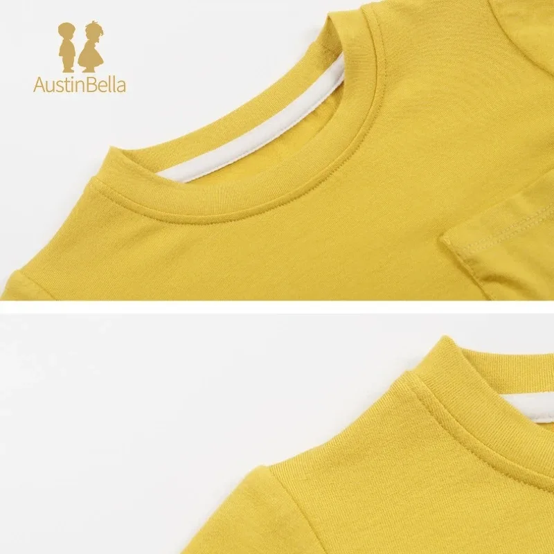 Bamboo Baby Clothes Spring Summer T-shirt Short Long-sleeved Tee Shirt with Breast Pocket Design Baby Boys Girls Bottoming Shirt