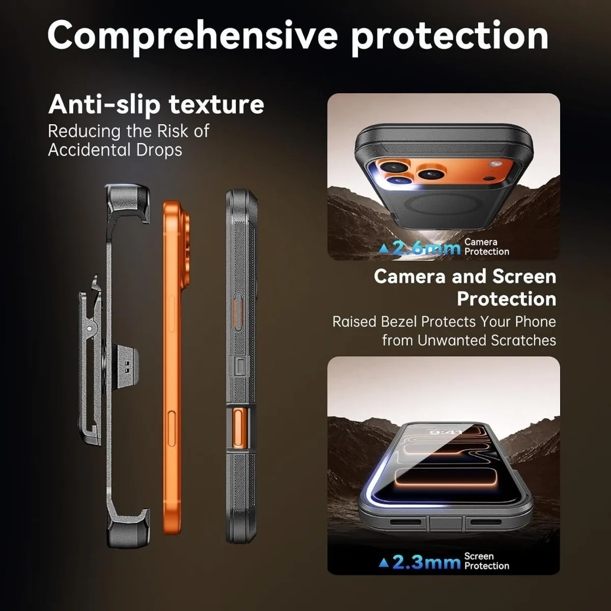 Ultimate Rugged Hybrid Phone Case with Screen Protector and Belt Clip - 3-in-1 Shockproof Cover