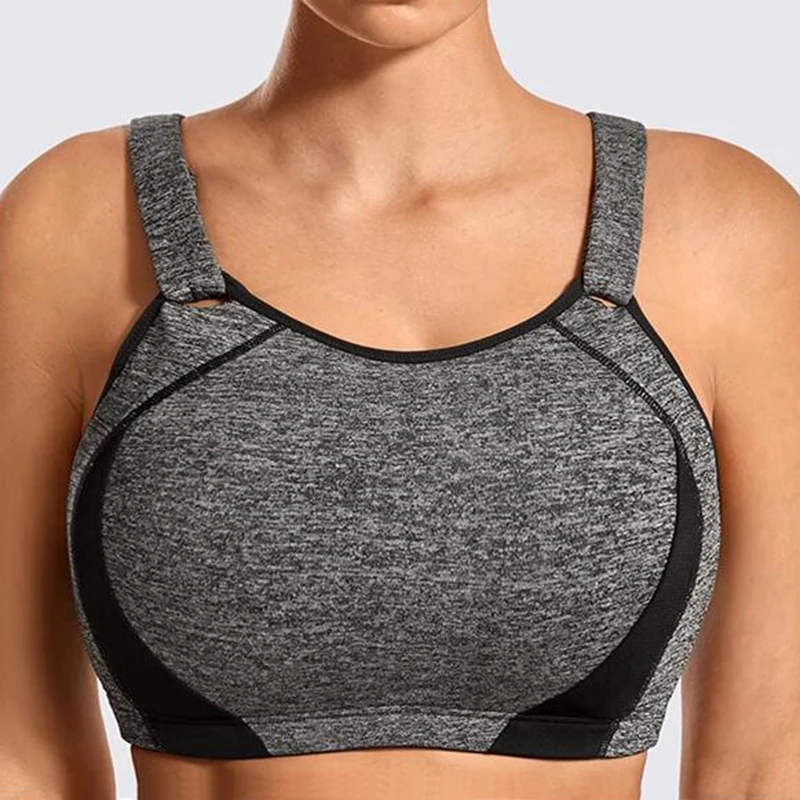 

Wirefree Womens Racerback High Impact Sports Bra Lightly Padded Front Adjustable Full Cup Support Underwear 36 38 40 42 DD E F
