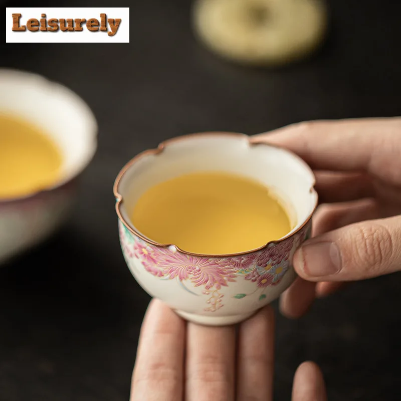 Lard Jelly Small Garden Teacup Retro Tea Bowl Cute Cup Tea-tasting Meditation Cup Chazhan Master Cups Tea Ceremony Supplies Gift