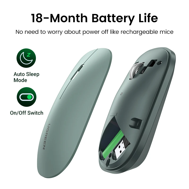 Ugreen Mouse sem Fio 4000 Dpi Clique em Silêncio para Macbook Pro m1 m2 Ipad ar Tablet Computador Portátil pc 2.4g Mouse sem Fio - Imagem 3