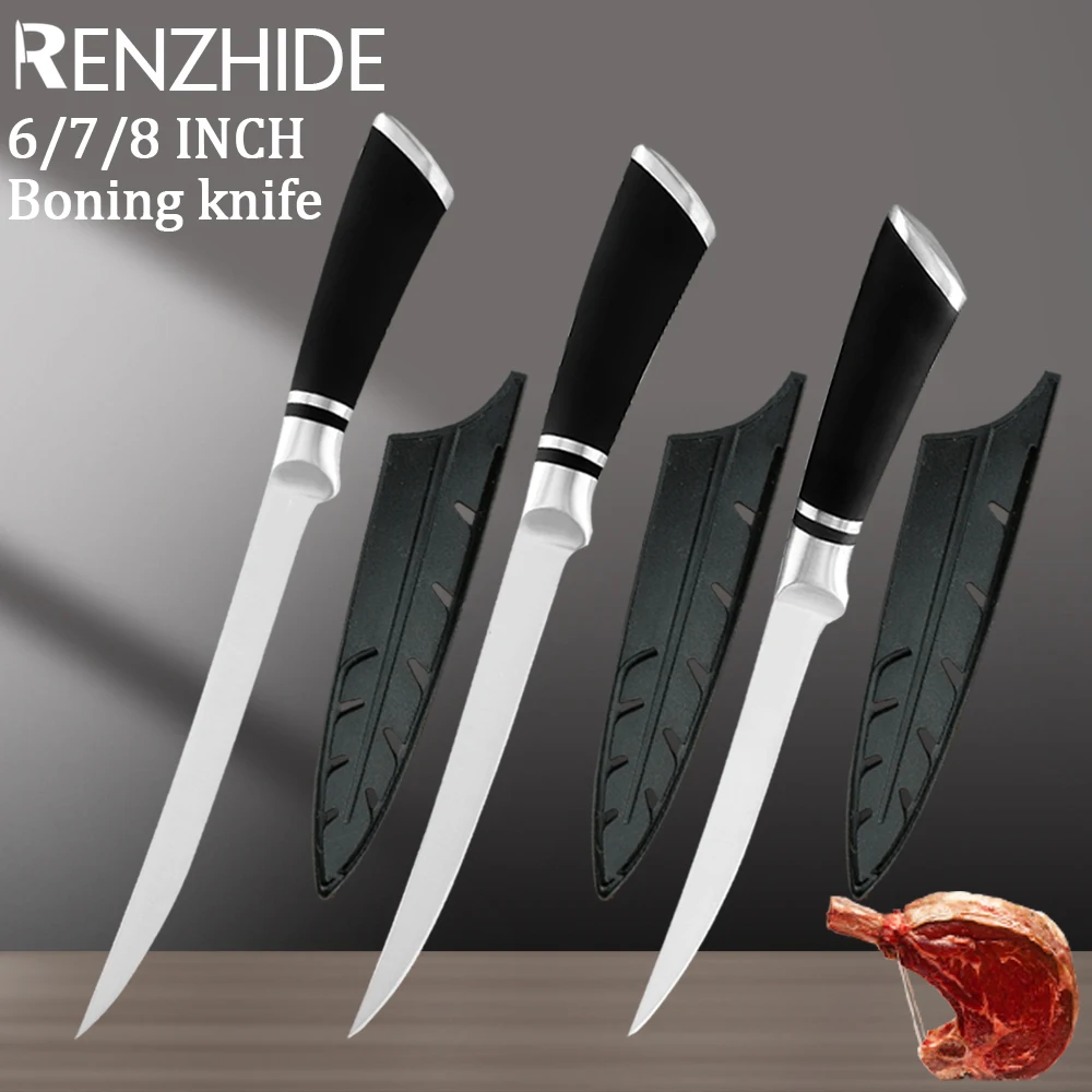 RZD Fishing Fillet Knives Set Stainless Steel 6'' 7'' 8'' Deboning Slicing  Meat Japenese Kitchen Cooking Sushi Sashimi Tool