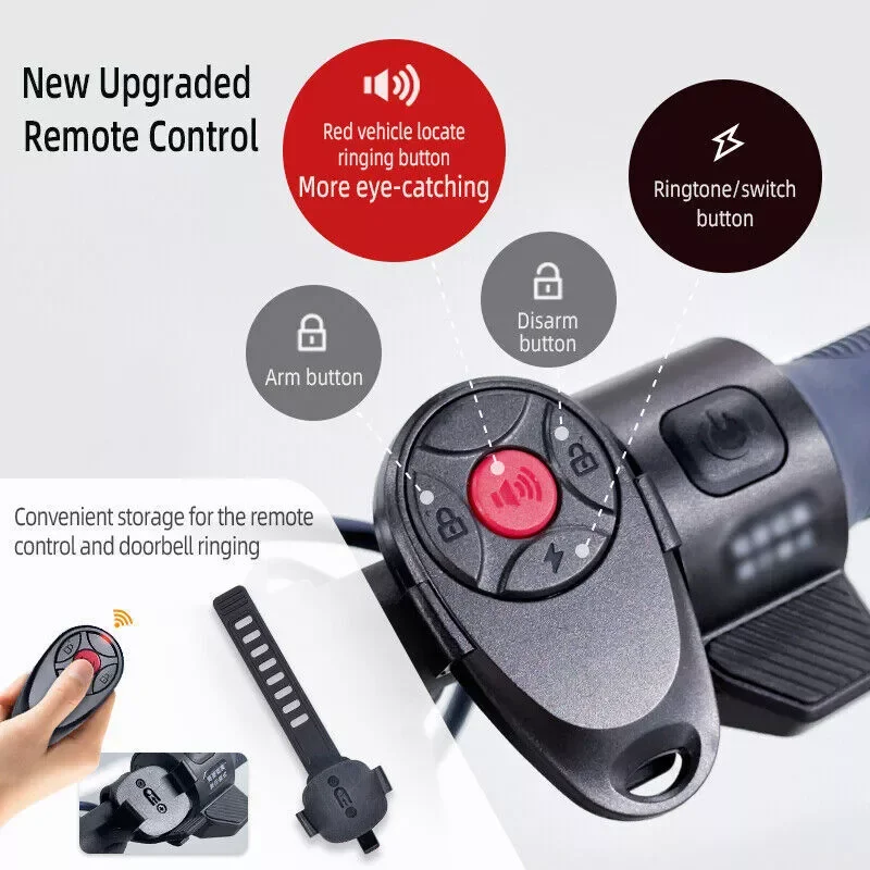 113dB Loud Wireless Bike Alarm with Remote for E-Bikes Motorcycles Scooter Anti-Theft Wireless Alarm Long Range Security