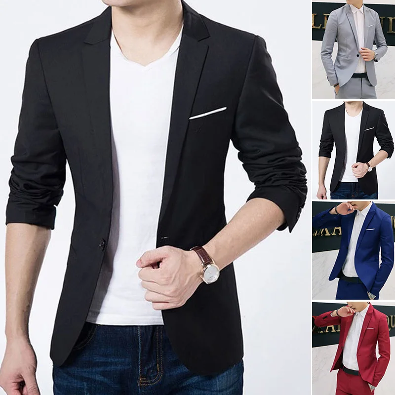 Men Suits Jackets Men's Casual Slim Fit Blazer Business Formal Button Suit Top Coat Jacket