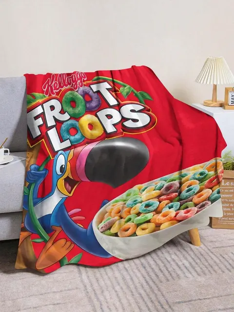 Parrot & Funny Snacks Pattern Soft Flannel Blanket – Cozy Sofa, Bed & Travel Throw 5
