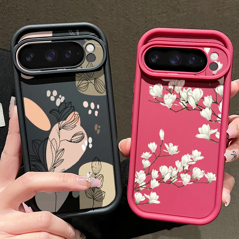 Floral Design Silicone Phone Case - Shockproof Soft TPU Protector Cover
