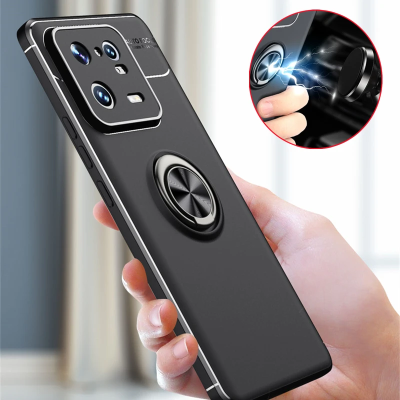 Per Xiaomi 13 Pro Custodia Cover Xiaomi 13 Pro Capas Antiurto Soft Stander Ring Supporto Magnetico Funda Xiaomi Mi 13 Lite Pro