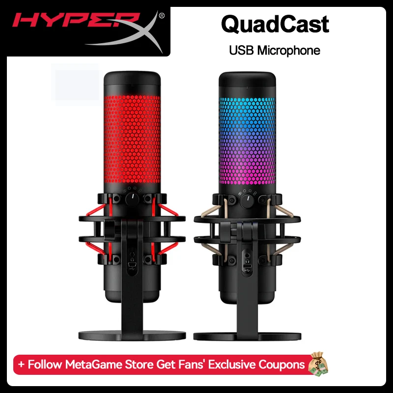 HyperX QuadCast S RGB USB Condenser Microphone for PC/PlayStation 4 - White