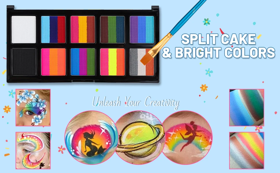 Description Picture 2 of item10-grid 26 color Water-Based Body Paint Palette,Easy-to-Clean Face & Body Paint Palette with Brushes,Body Paint Makeup for Party