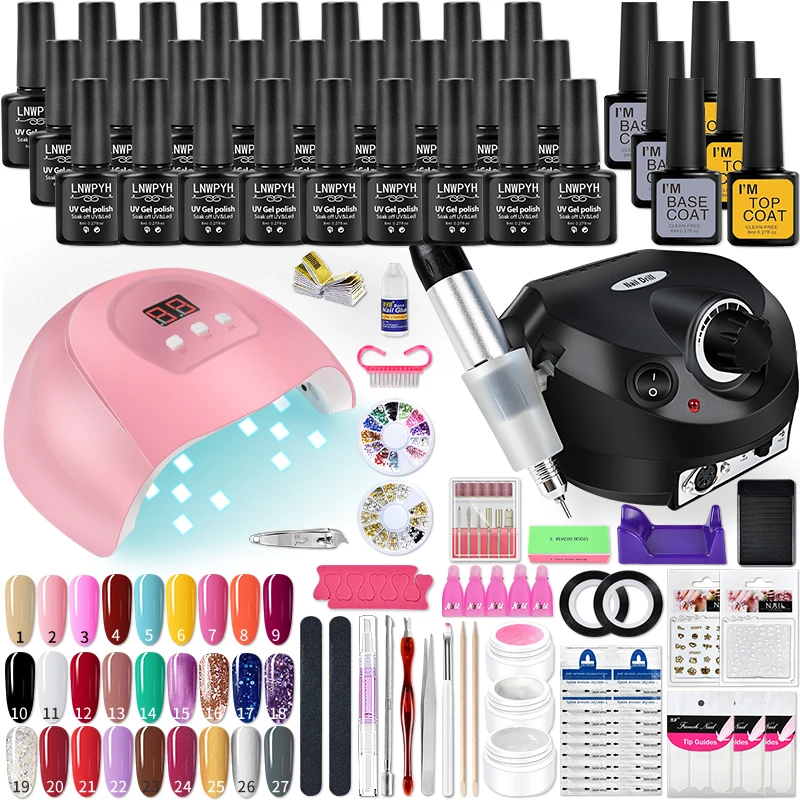 Poly Nail Gel Kit with UV LED Lamp and Gel Nail Polish Set