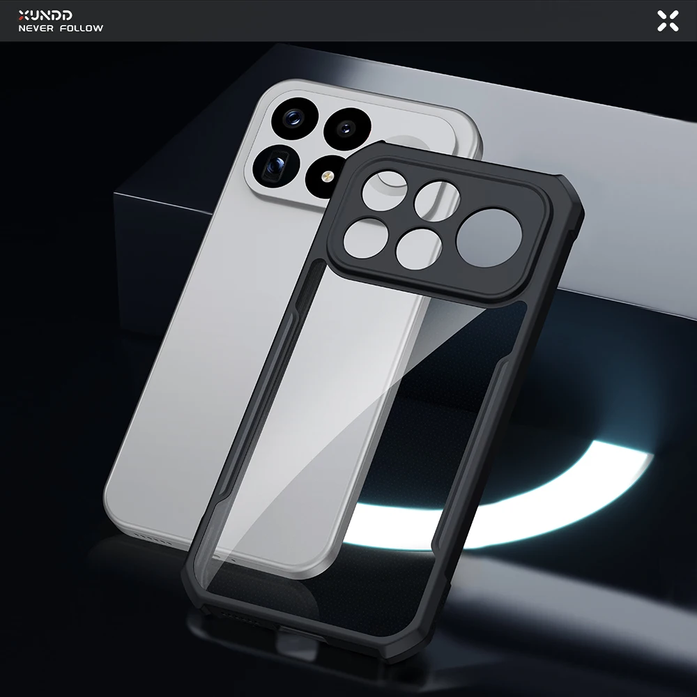 Enhanced Shockproof Magnetic Kickstand Clear Black Case with Camera Protection