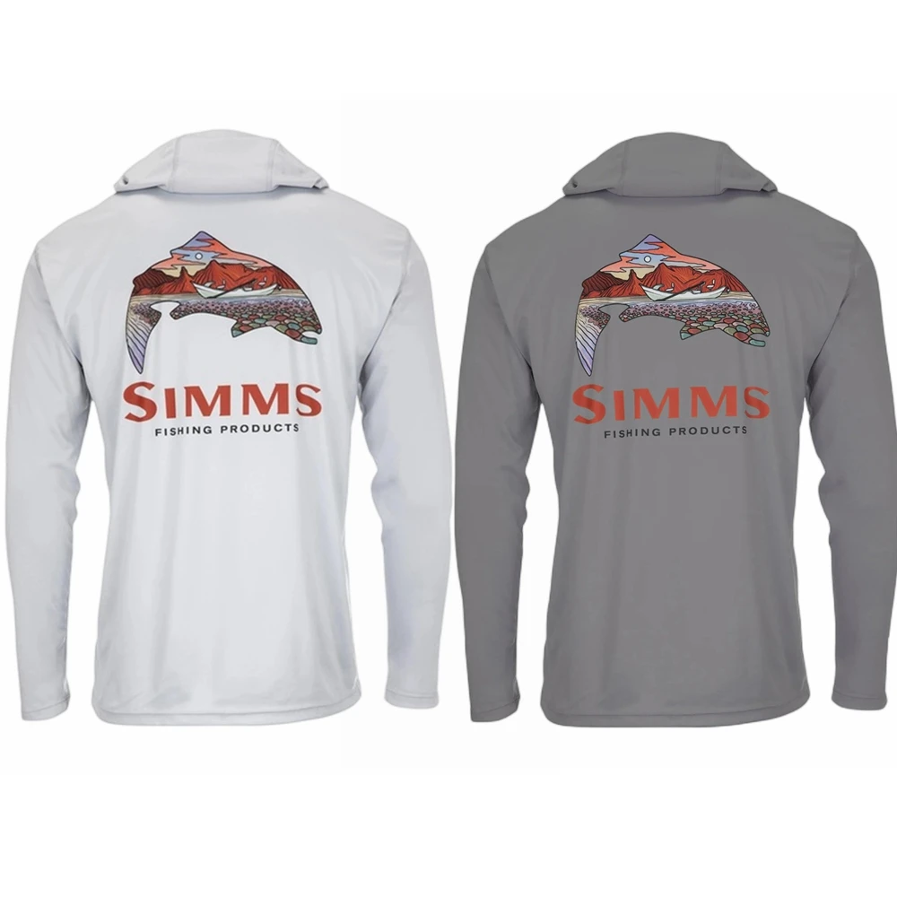 Man Hooded Fishing Shirts UV Protection Long Sleeve Tops Outdoor Summer Fishing Clothing