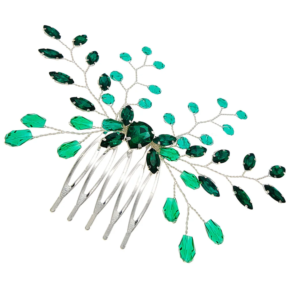 

Зеленая кристаллическая расческа для волос, боковая расческа для волос, свадебная расческа для волос, свадебный аксессуар для волос