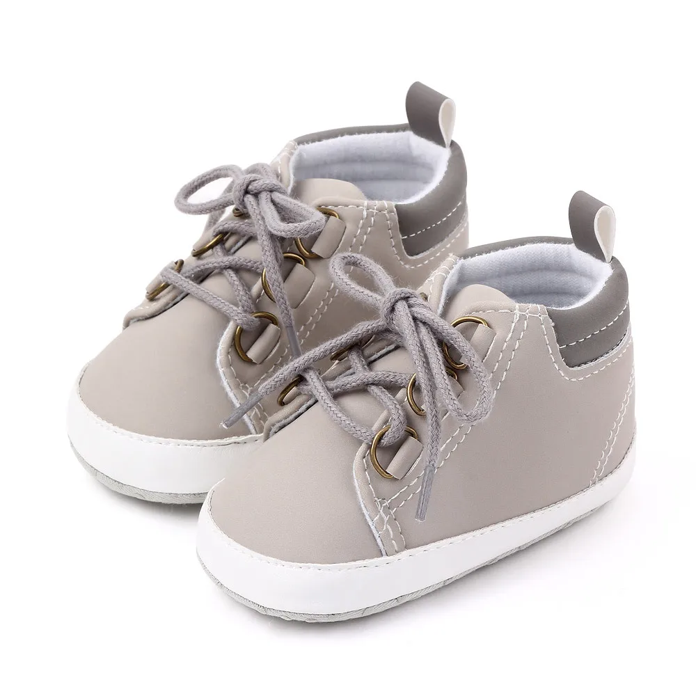 New Fashion Newborn Boy Booties Infant Shoes for 1 Year Old Soft Sole Crib Shoes Toddler Lace Up Trainers 0-18 Months Baby Items 5