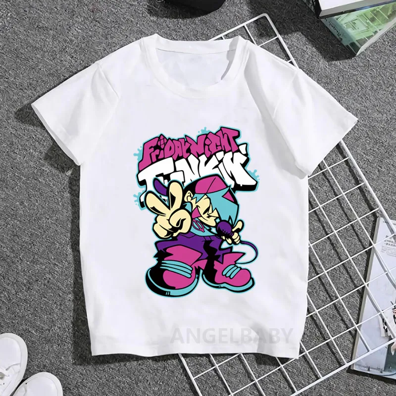 Hot Game Friday Night Funkin Cartoon Kids T shirt Girls Summer Fashion Tops Baby Boys Clothes Children Short Sleeve T-shirt