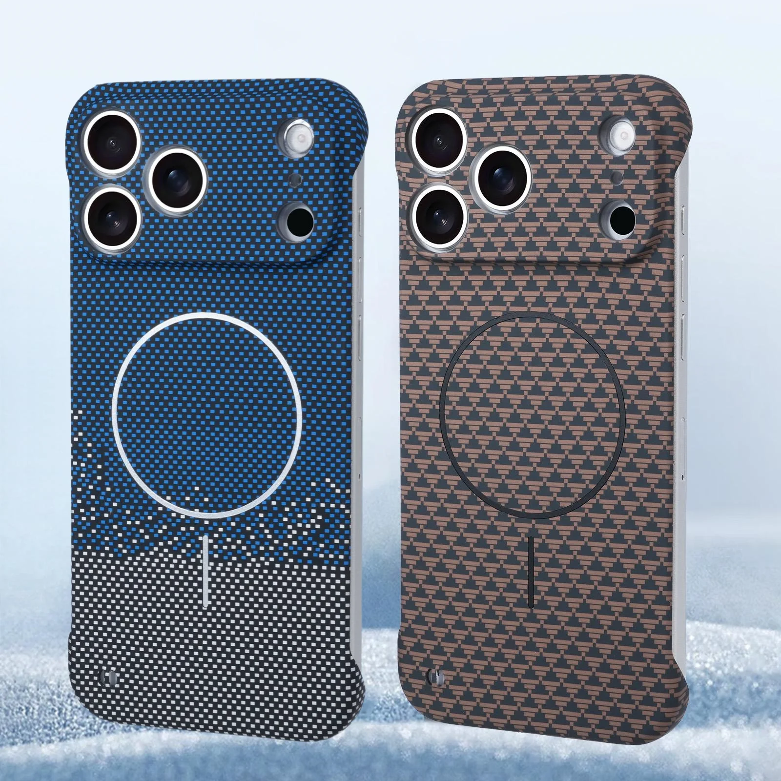 Luxury Frameless Kevlar Carbon Fiber Phone Case with MagSafe Wireless Charging Compatibility