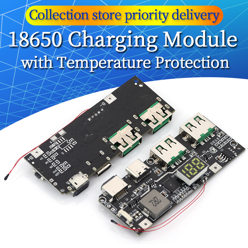 QC4.0 QC3.0 LED Dual USB 5V 4.5A 22.5W Micro/Type-C USB Mobile Power Bank 18650 Charging Module Temperature / Circuit Protection