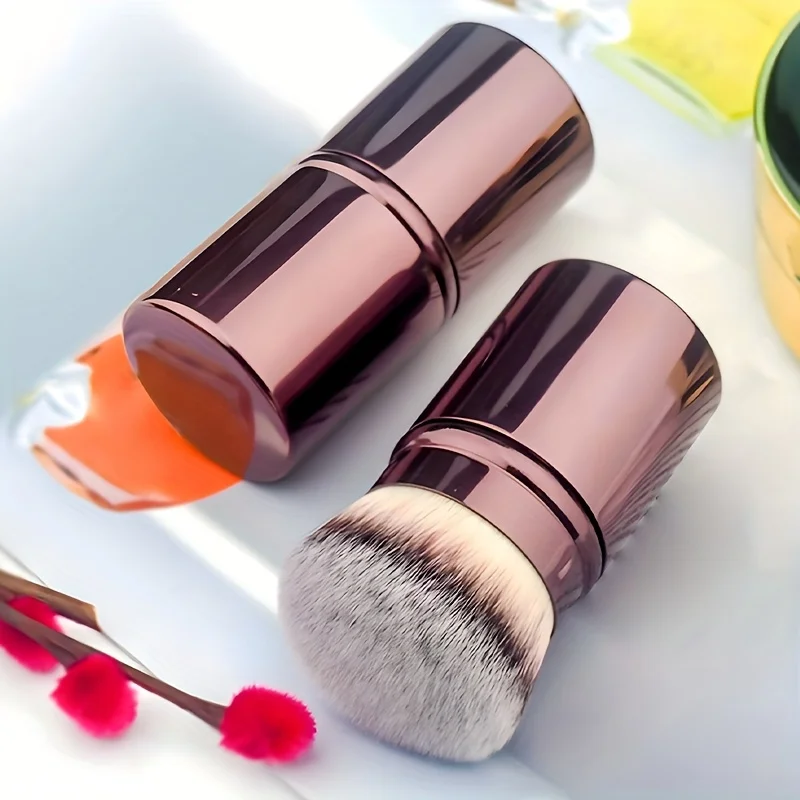 Professional Retractable Round Head Makeup Brush For Powder Blush_voghion.com
