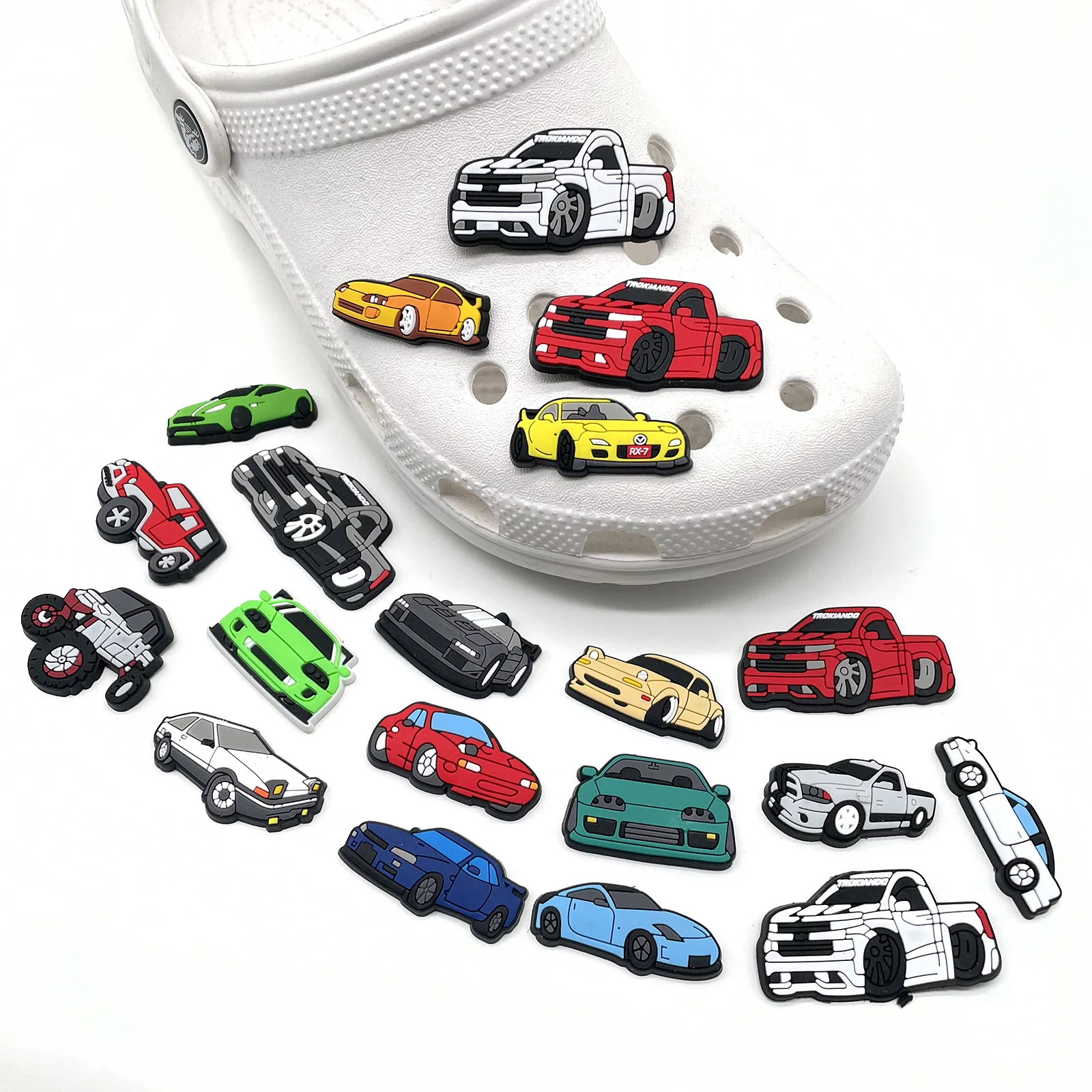New1pcsjibzracingCarPVCShoeCharmsDIYCoolJDMShoeAccessoriesFitcrocclogs.jpg
