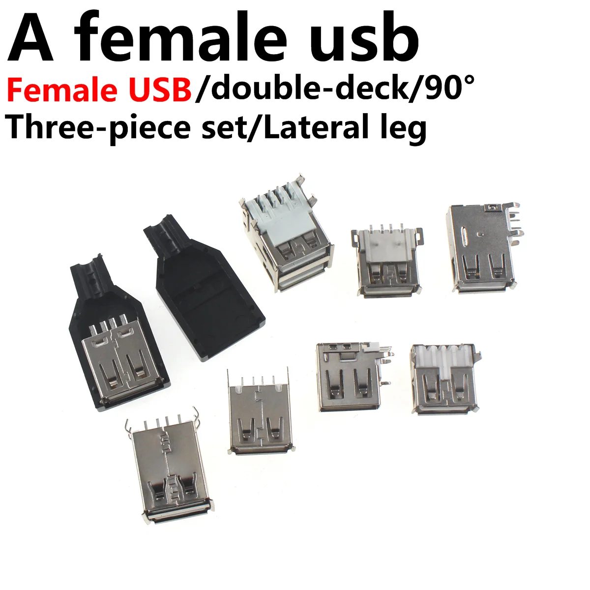 50pcs USB 2.0 Interface Connector Socket Type A Female 180 Degree Crimping DIP Straight Vertical Bend Needle Welding Wire PCB