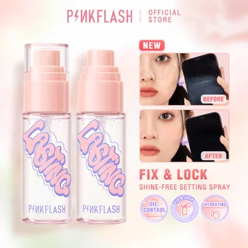 PINKFLASH 모이스처라이징 세팅 스프레이, 무광 오일 컨트롤 락, 빠른 필름 형성, 오래 지속되는 페이스 메이크업, 여성용 화장품