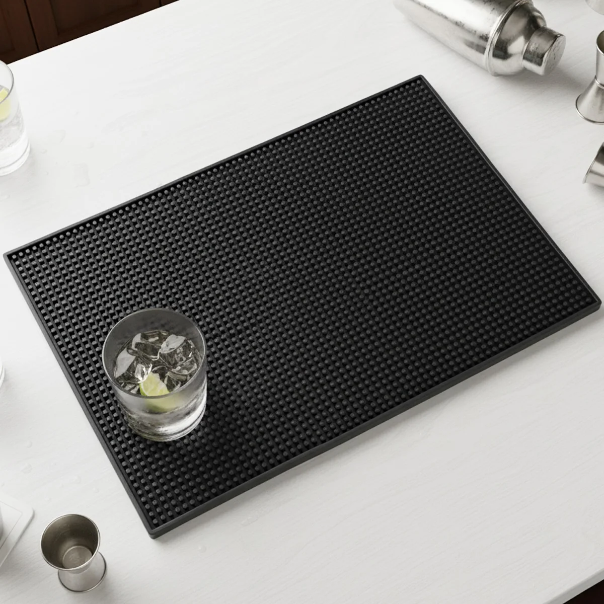Premium Black Non-Slip Spill Mat - Thick, Durable & Stylish Bar Service Mat
