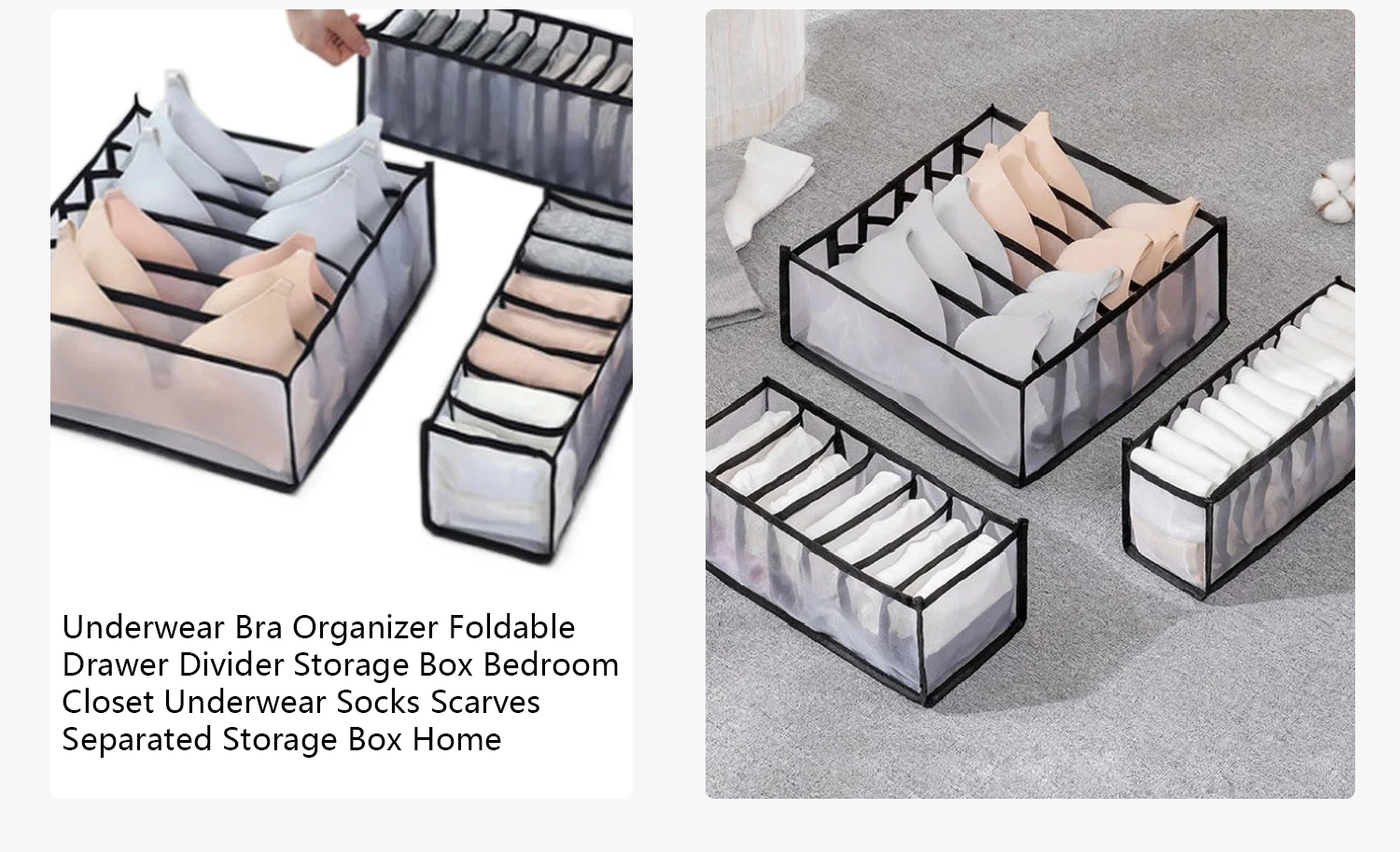 ORGANISATEUR DE TIROIR,Black-6grids--Organisateur de sous vêtements