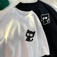 Femme décontracté impression col rond manches courtes T-Shirt 2025 nouvelle tendance d'été tout-match lâche dessin animé pull haut T-Shirt femmes vêtements 1