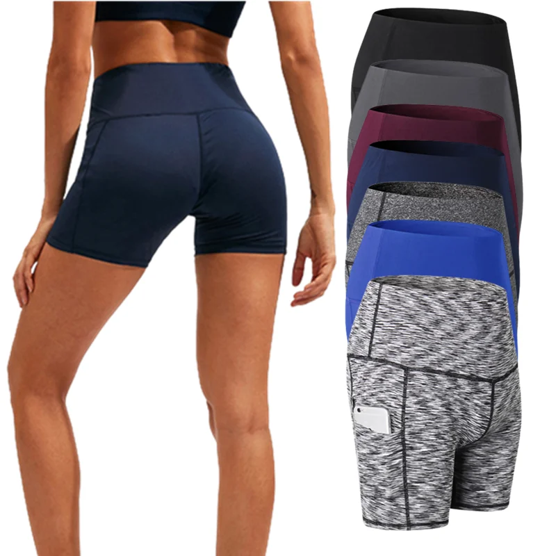 

Женские спортивные шорты для йоги, бега, леггинсы с высокой талией для девушек, леггинсы с карманами для фитнеса, бега, узкие облегающие уличные тренировочные штаны