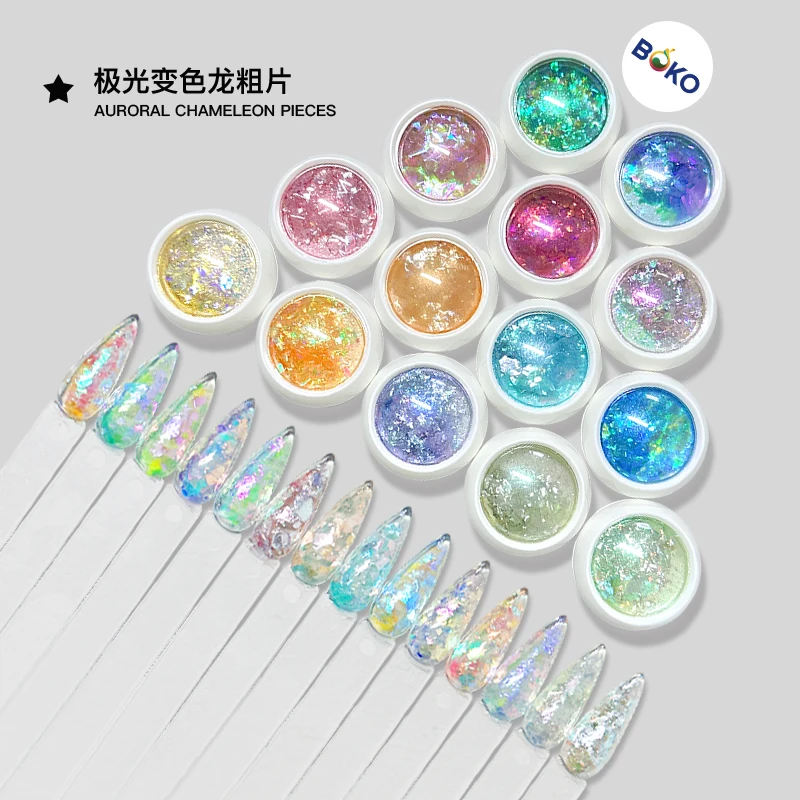 BOKO 1pc Aurora Opal Nail Flake Nail Design Mermaid Opal Irregular Sequins Holographic Flakes DIY Manicure Pigment