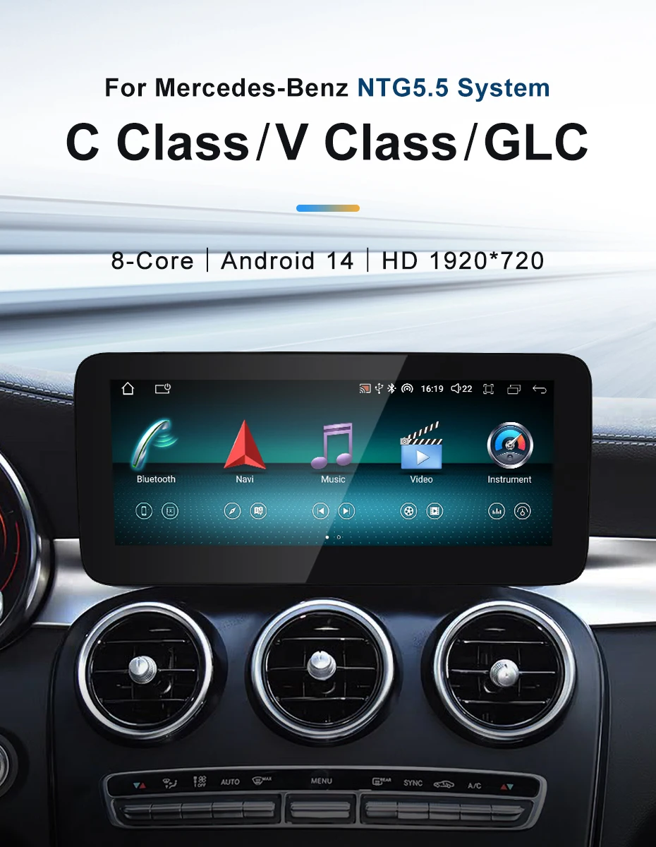 Android14 Car Multimedia Wireless AUTO CarPlay 12.3inch Screen For Mercedes Benz