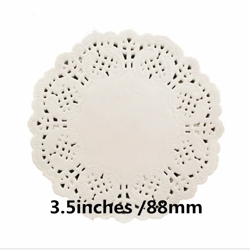 

100pcs 3.5 " 88mm Hollow Lace Paper Bake Paper Mats Oil Absorbing Paper Cake Pizza Biscuits Placemats Decoration Paper Doilies