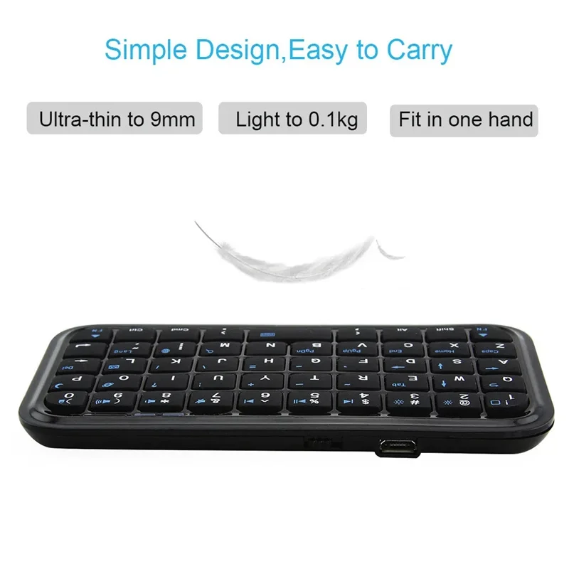 Smart Phone Mini Keyboard Bluetooth 3.0 Rechargeable Slim Travel Size Wireless Keypad Small Portable 49 Keys for Tablets Phone