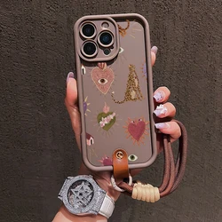 Leopard Print Silicone Phone Case with Lanyard Strap - iPhone 15 Pro Max (2)