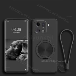 Silicone Phone Case with Holder Bracket and Screen Protector Film - Soft Back Cover for OPPO Find X7 Pro (Black)