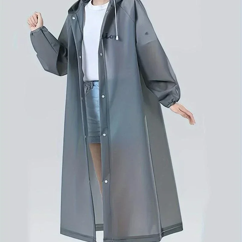 Lightweight Reusable Hooded Raincoat for Women-Waterproof EVA Rain Poncho for Outdoor Activities