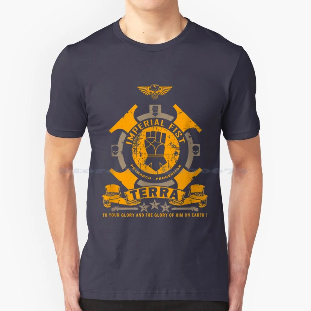 Imperial Fist Terra T Shirt 100% Cotone Tee Terra Imperial Pugno Chaos 40000 40 000 Imperial Guard Limited Edition