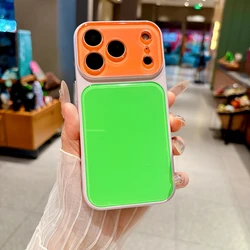 Summer Fresh Trendy Dopamine Color Block Glossy Shock Proof Phone Cover - 7 Vibrant Colors Available - iPhone 15 (Fluorescent Green)