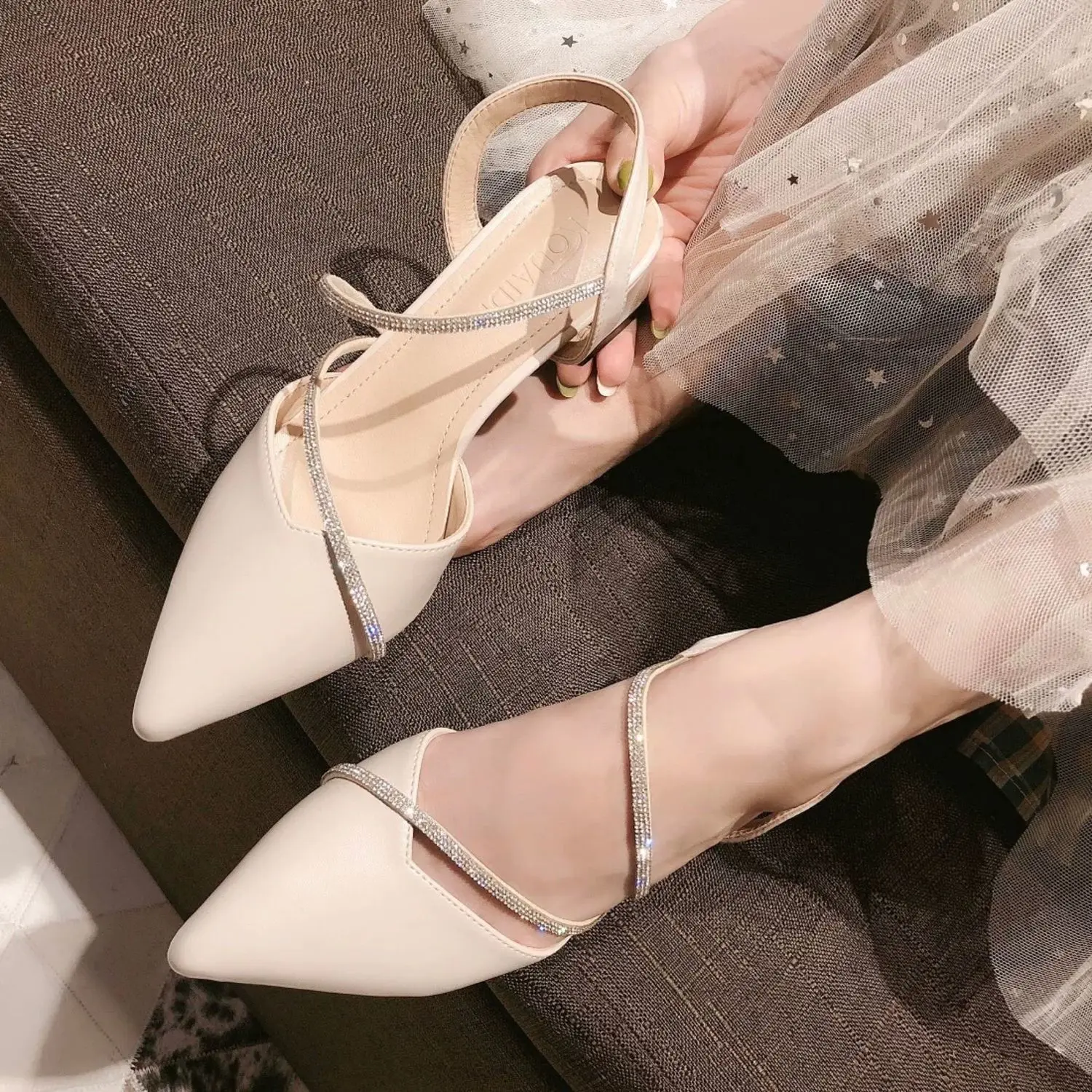 

Women's Sandals 2023 Autumn Luxury Designer Shoes Women Fashion Rhinestone Chunky Heels Elegant High Heels sandalias de mujer