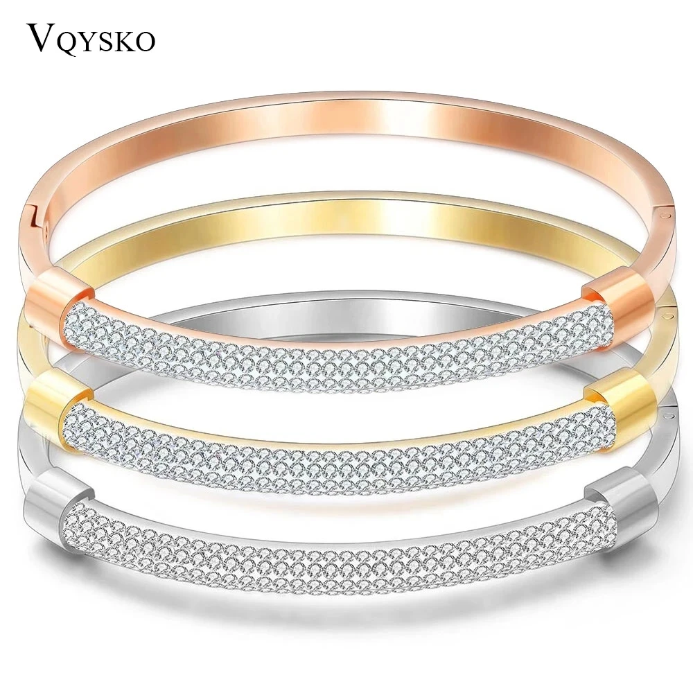 Bracelet Bangles Femme Crystal Jewelry Stainless Steel Cuff Bangles For Women bangle bracelet stainless steel bracelet crystal bracelets zircon bracelet zirconia bangle
