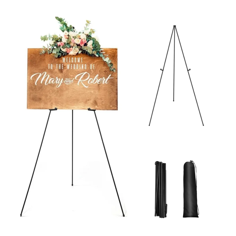 Foldable Metal Tripod Easel Stand 168cm Painting Easel Adjustable Art for Wedding Painting Display Show Business Promotion