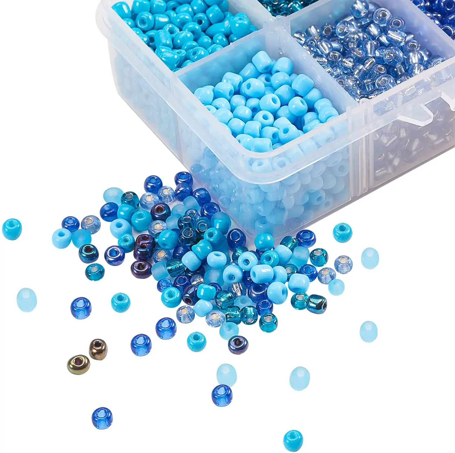 PandaHall 8 Color 6/0 Glass Seed Beads 4mm Mini Beads with Container Box for Jewelry Making Beading DIY Craft