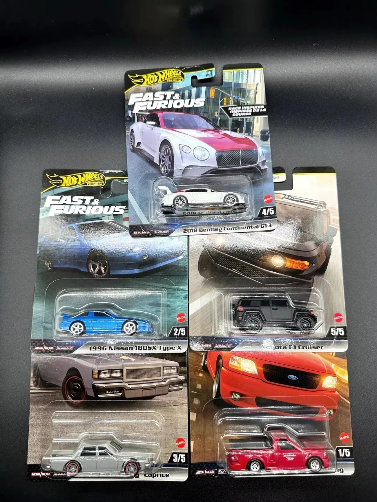 Hot Wheels Fast And Furious Series Car Model Alloy 1/64 Ford F150 Nissan 180 1987Car Model Continental Gt3 Car Model Boy Gift To 3