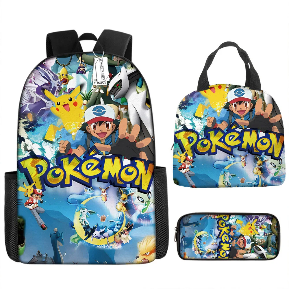 

Upgraded Pokemon Middle School Student School Bag Backpack Insulation Portable Lunch Bag Pokemon Pikachu Anime Cartoon Mochila