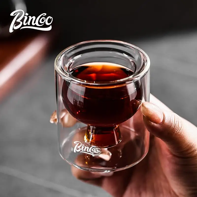 كوب قهوة زجاجي مزدوج الطبقات من BINCOO، كوب إسبريس...
