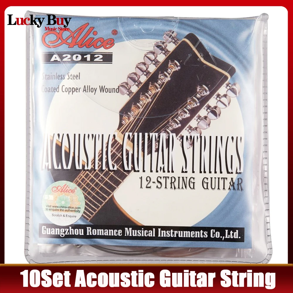 

10set Alice 12 String Acoustic Guitar Strings Coated Copper Alloy Wound Steel Core A2012